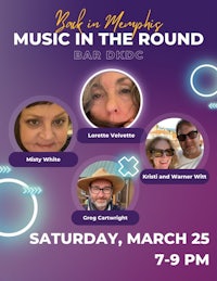 a flyer for music in the round
