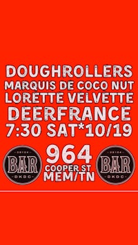 a poster for doughrollers on a red background